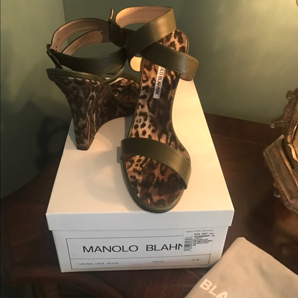 SOLD! Manolo Blahnik Wedge Sandals